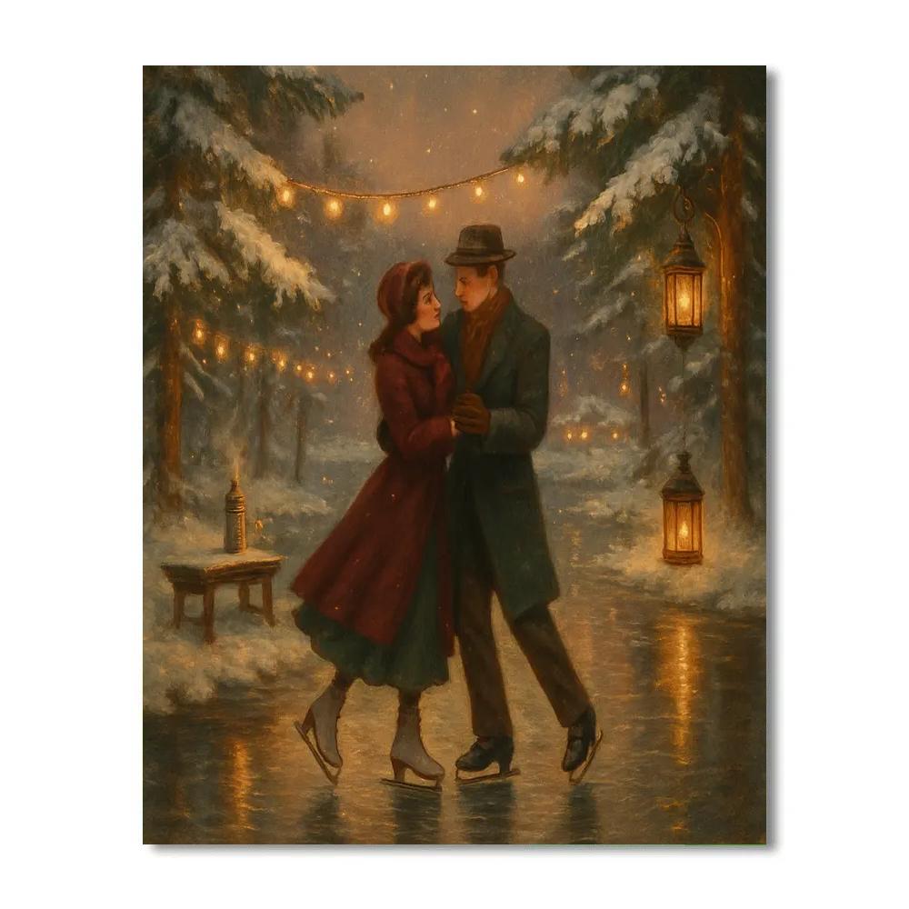 Vintage Ice Skate Romance Number painting