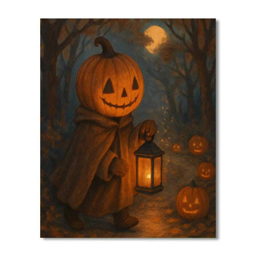 Moonlit Pumpkin Lantern Path paint by color