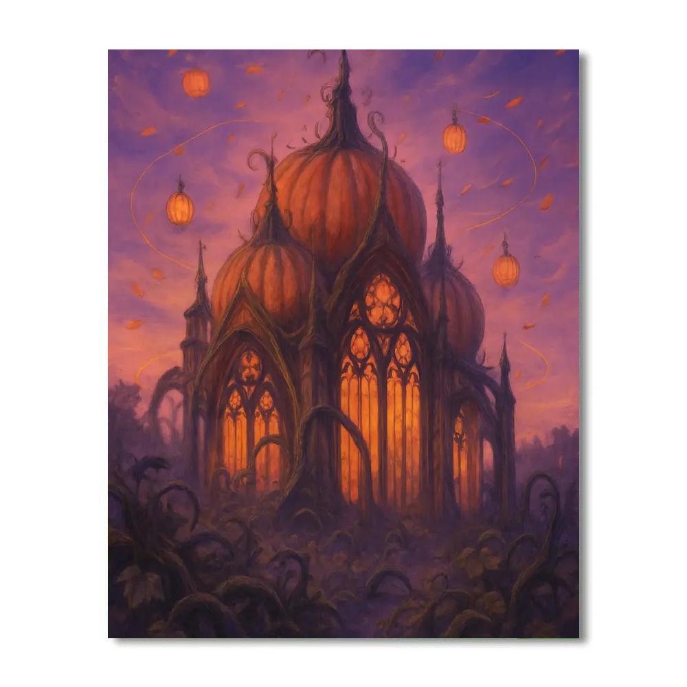 Twilight Pumpkin Cathedral paint by numbers