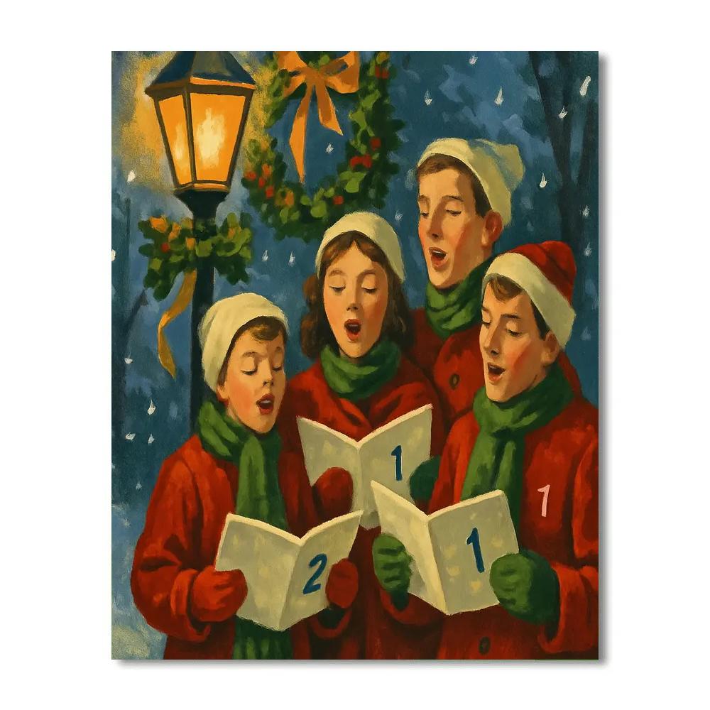 Caroling Lantern Light paint by number