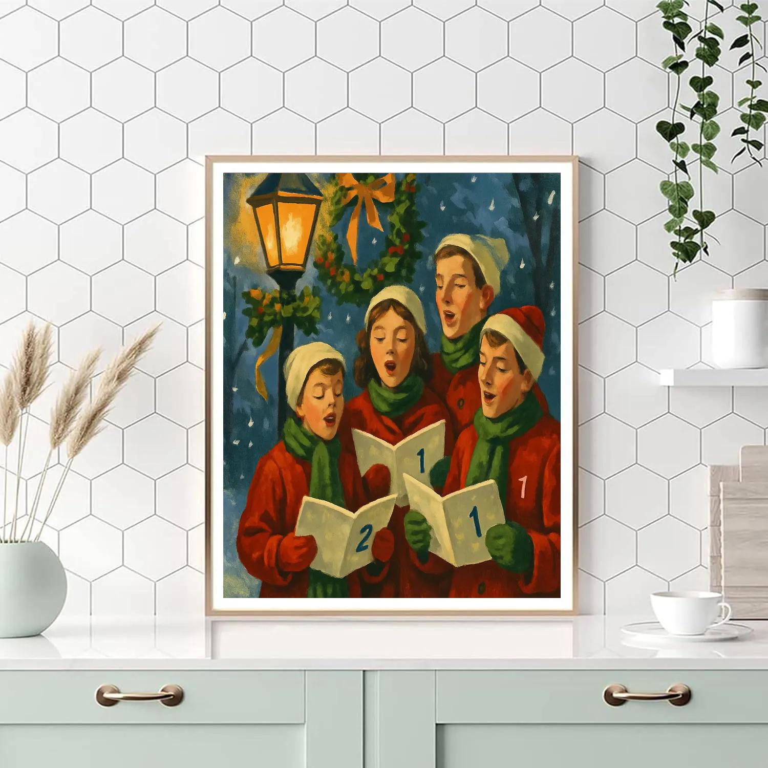 Caroling Lantern Light paint by number
