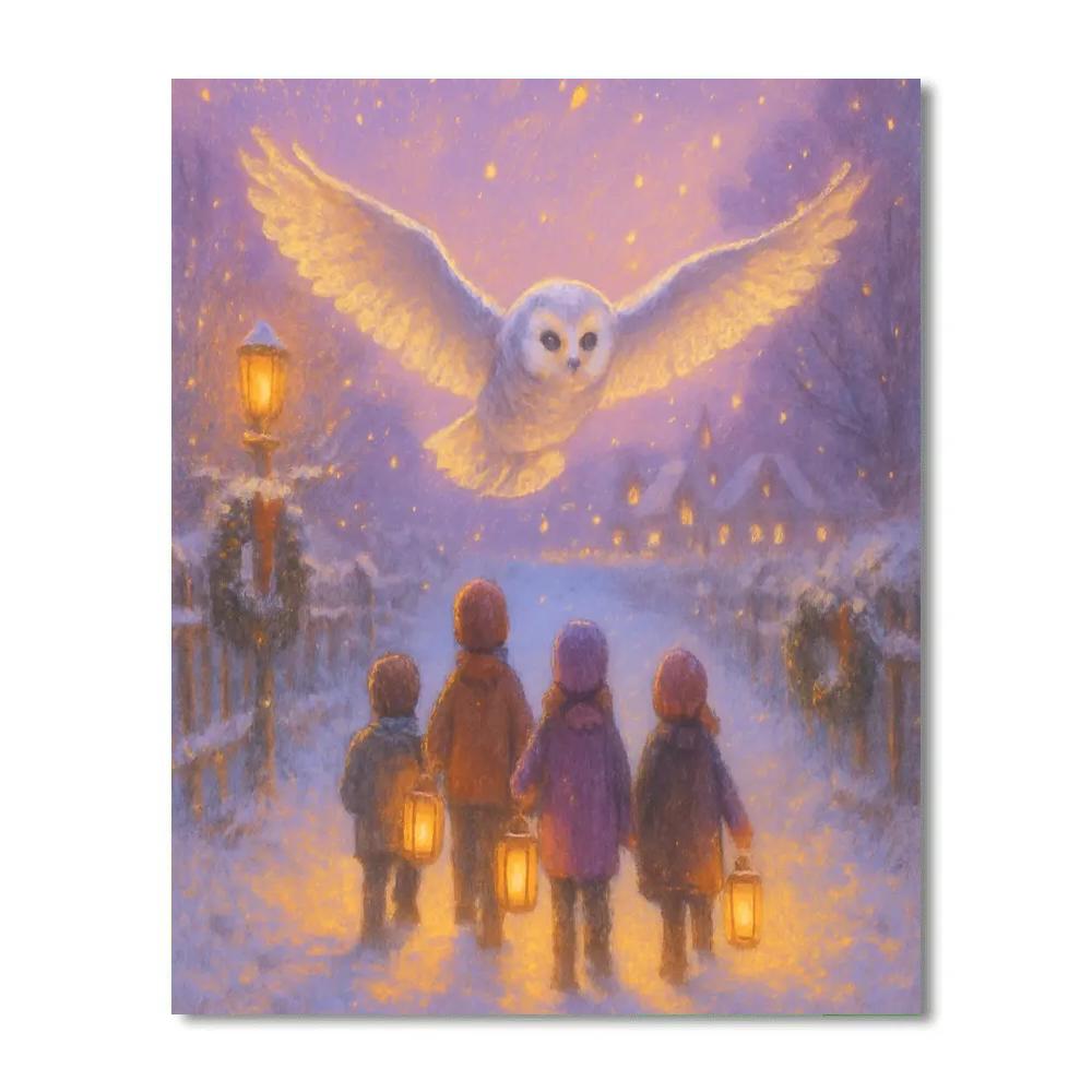 Snowy Owl Lantern Parade DIY paint by numbers