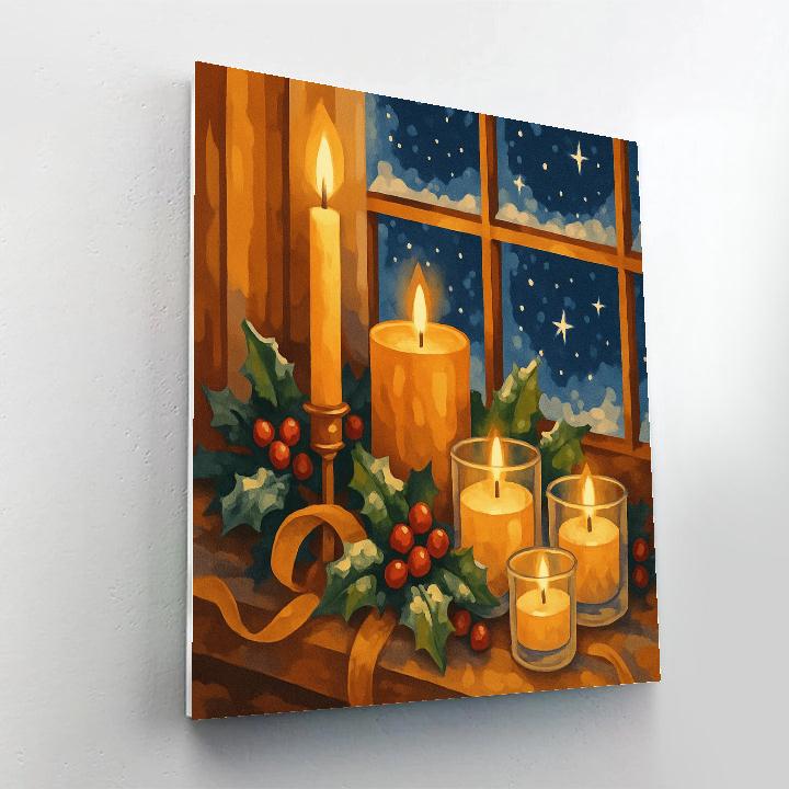 Candles On Window Sill DIY paint by numbers