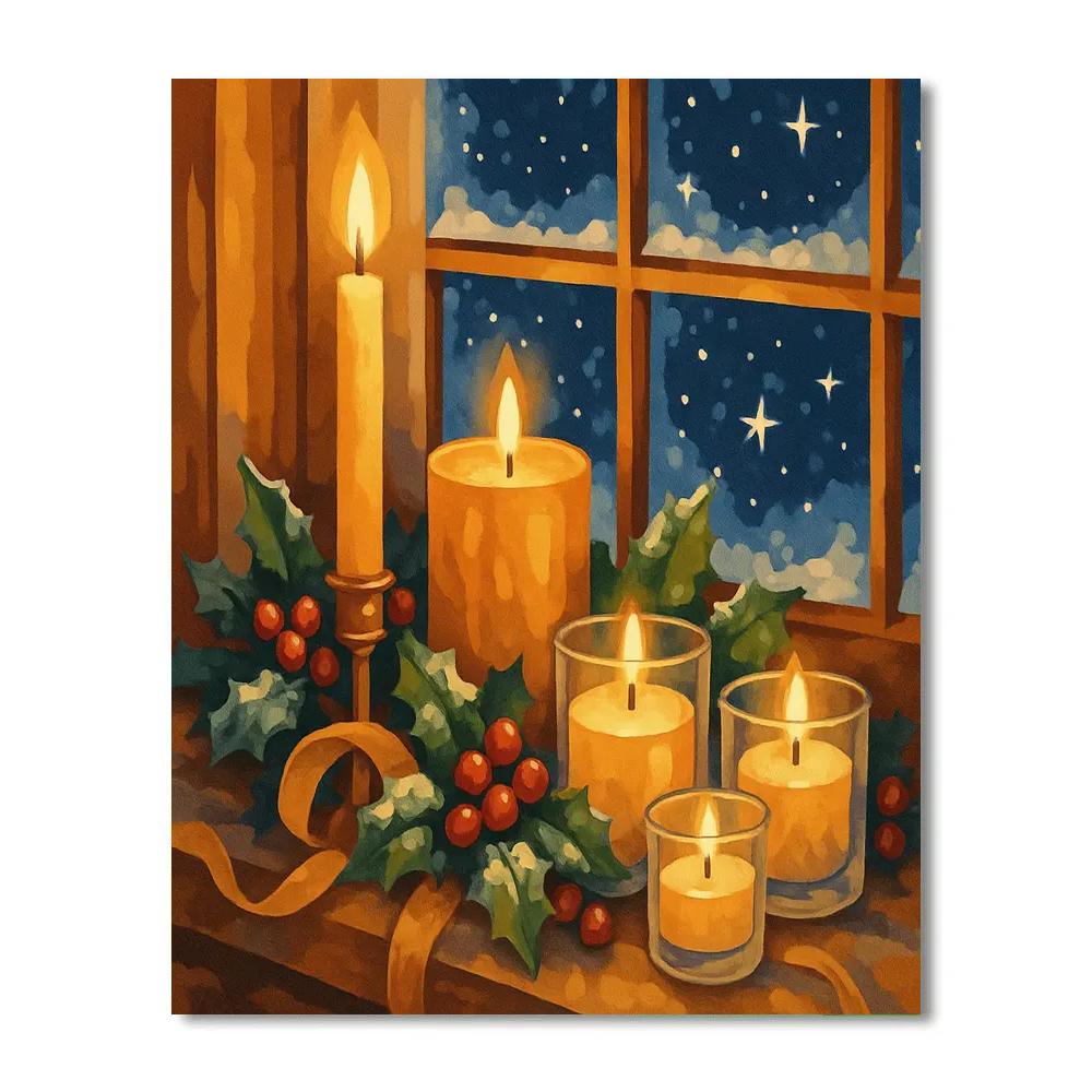 Candles On Window Sill DIY paint by numbers