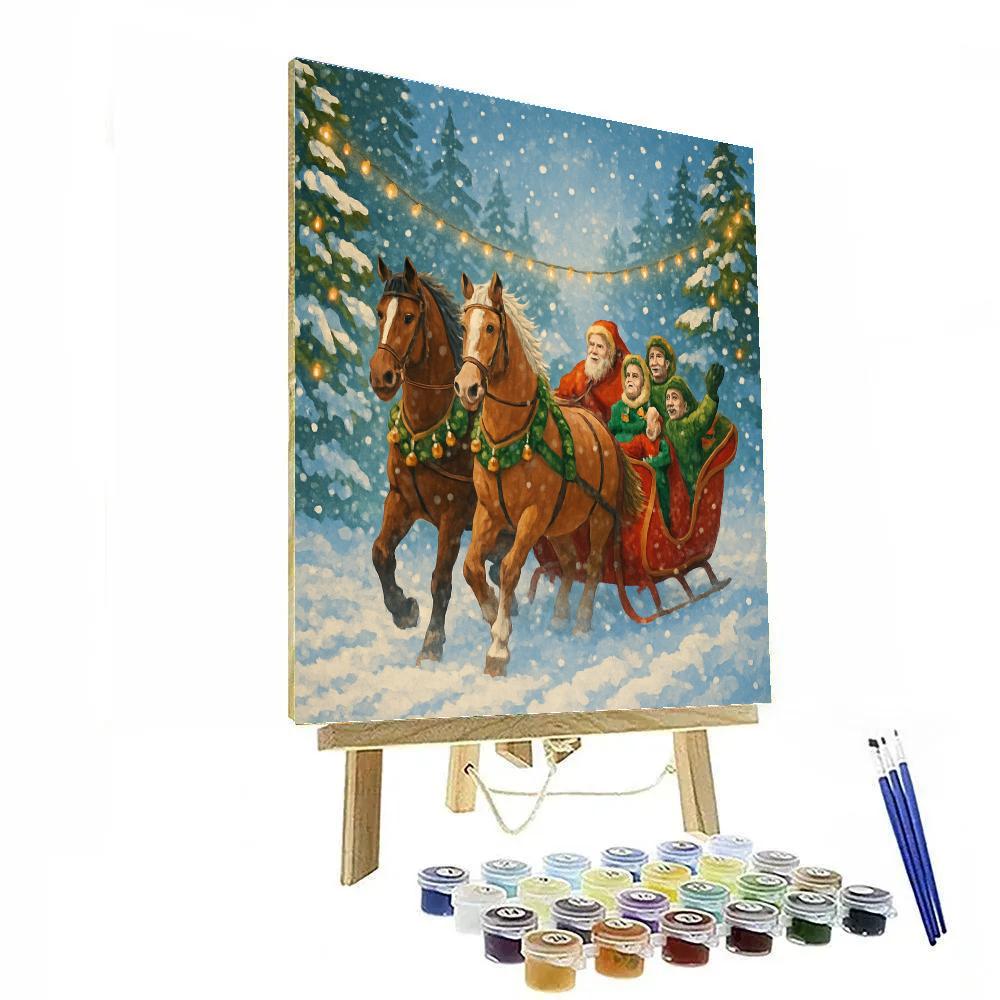 Sleigh Ride Under Garlanded Pines paint by color