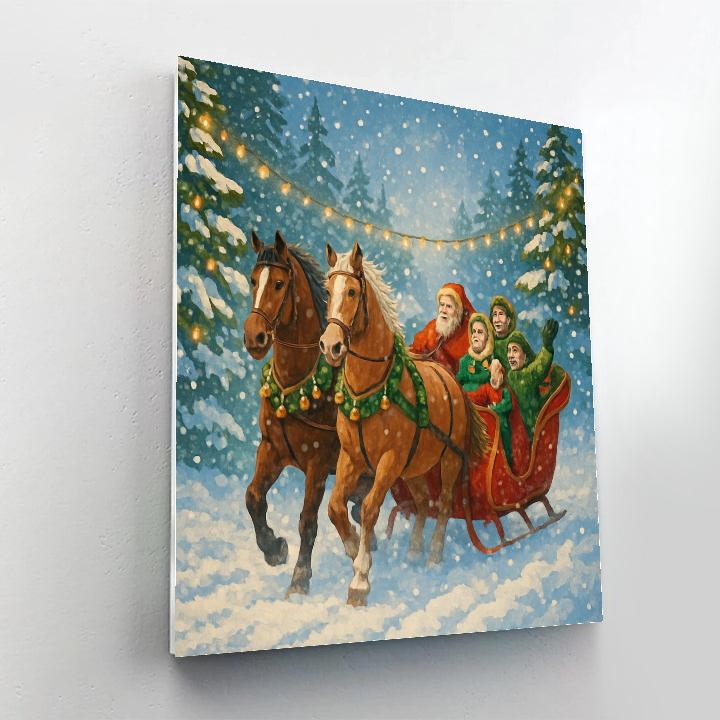 Sleigh Ride Under Garlanded Pines paint by color