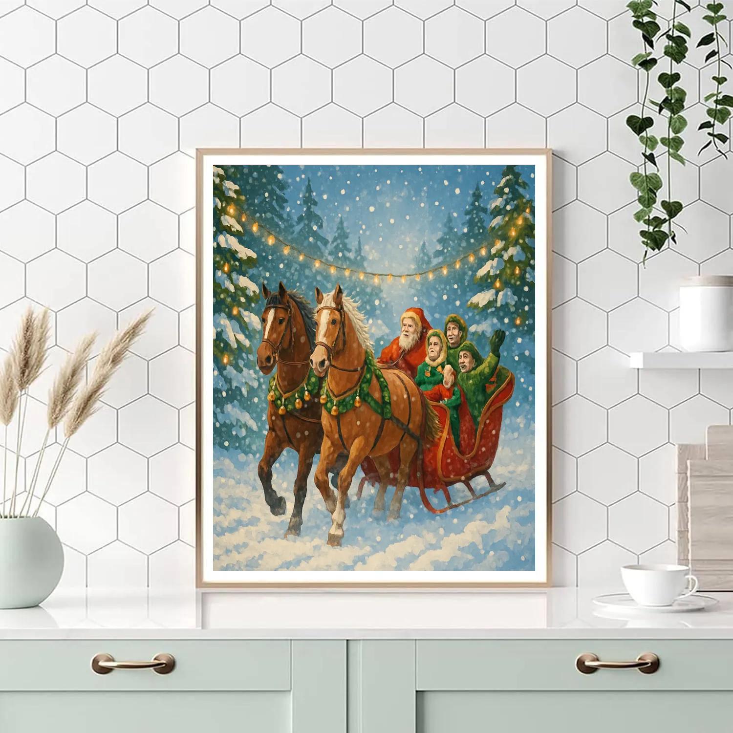 Sleigh Ride Under Garlanded Pines paint by color