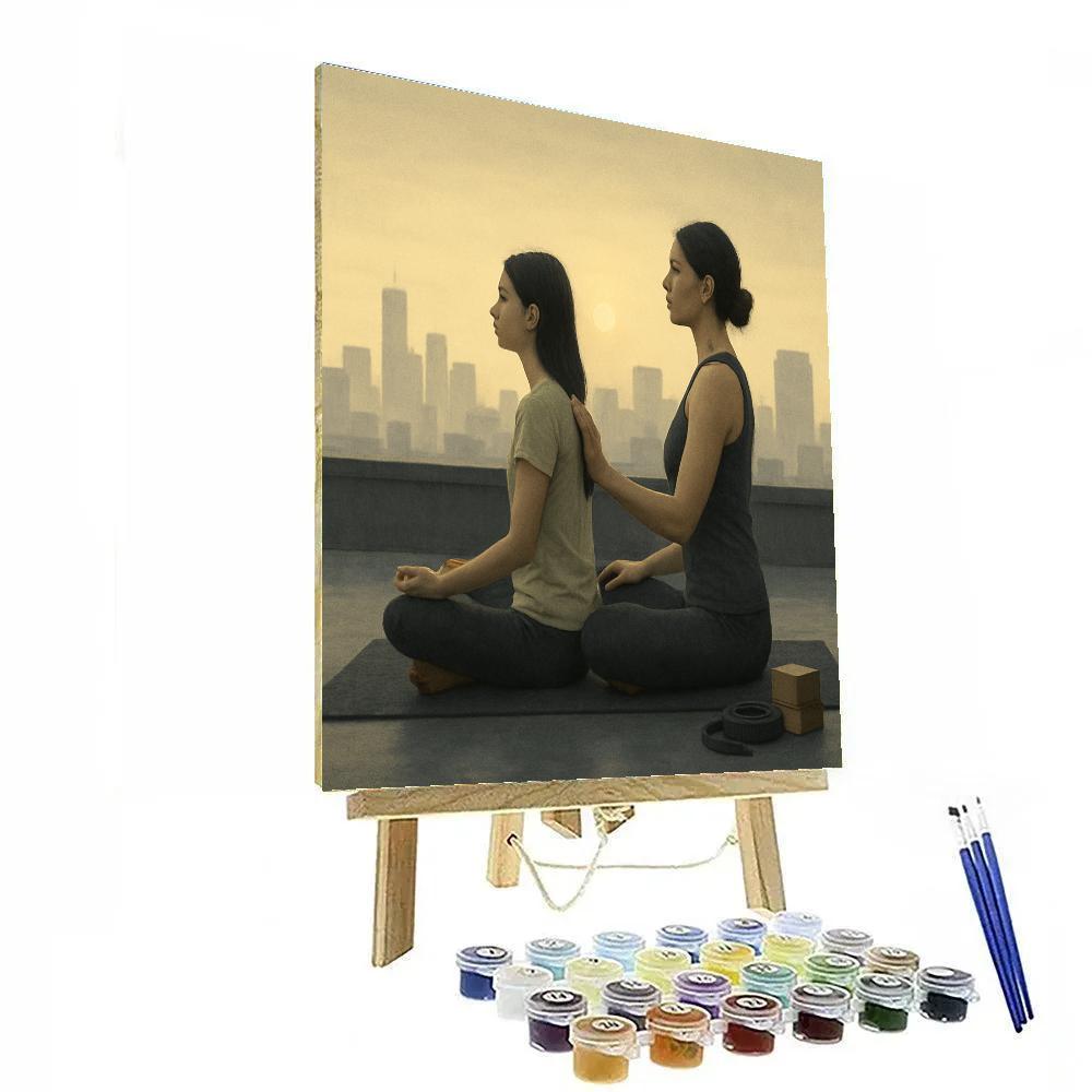 Mother And Teen Sharing Sunrise Yoga Paint by numbers kits