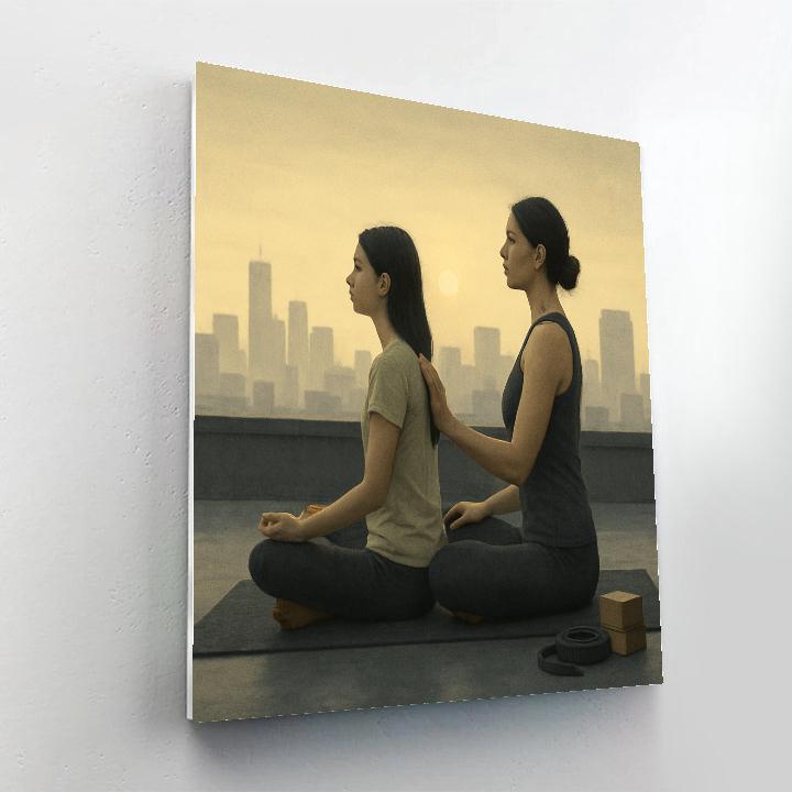 Mother And Teen Sharing Sunrise Yoga Paint by numbers kits