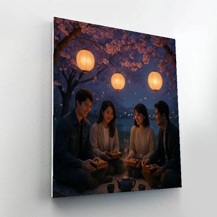 Serene Hanami Evening Picnic paint by number