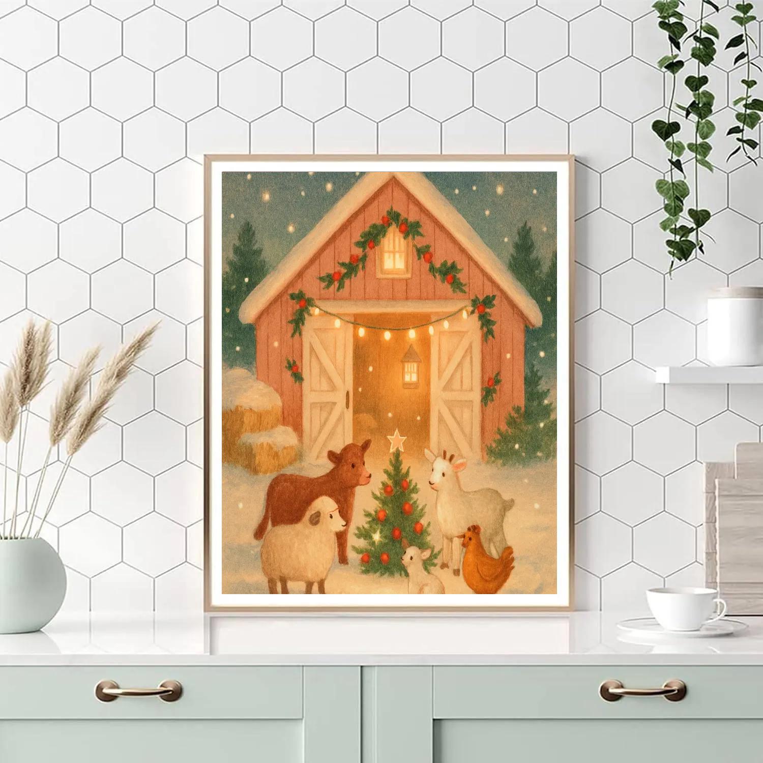 Frosted Barnyard Carol Paint by numbers kits