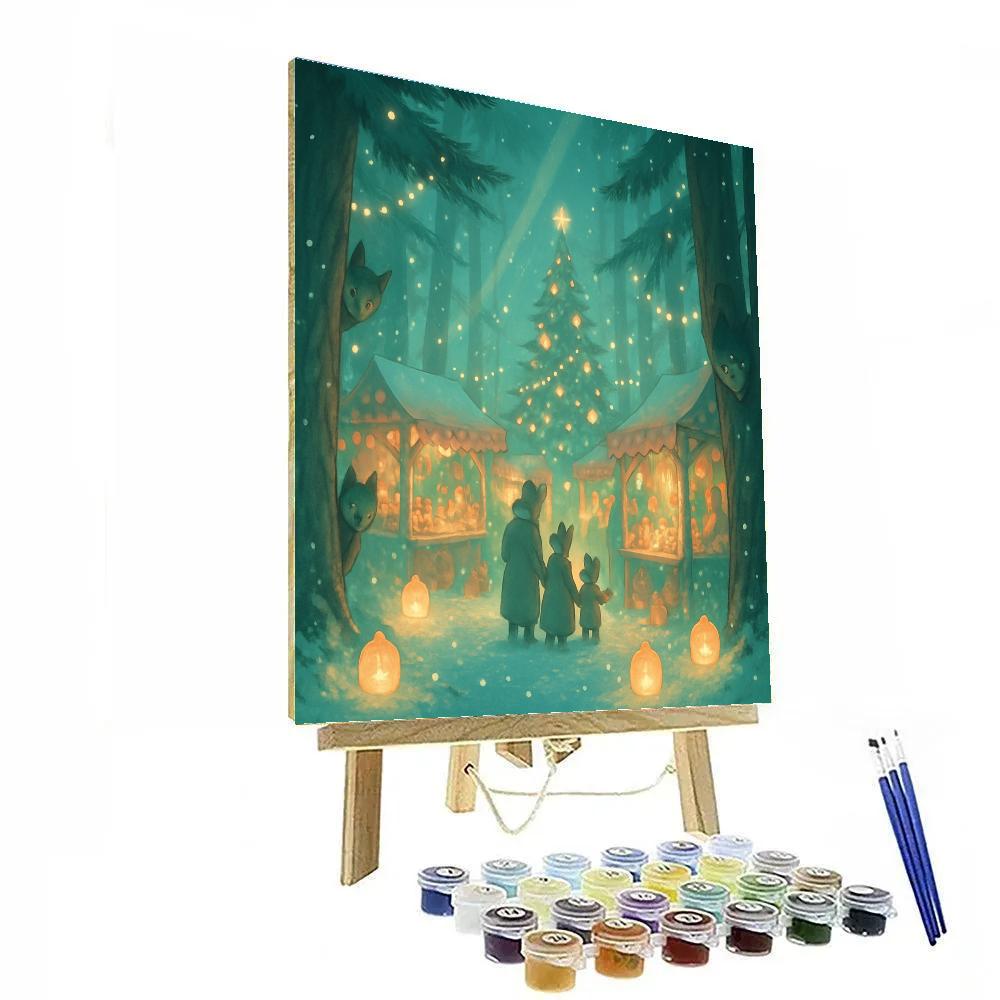 Snow Lanterns At The Forest Fair Painting by numbers kit