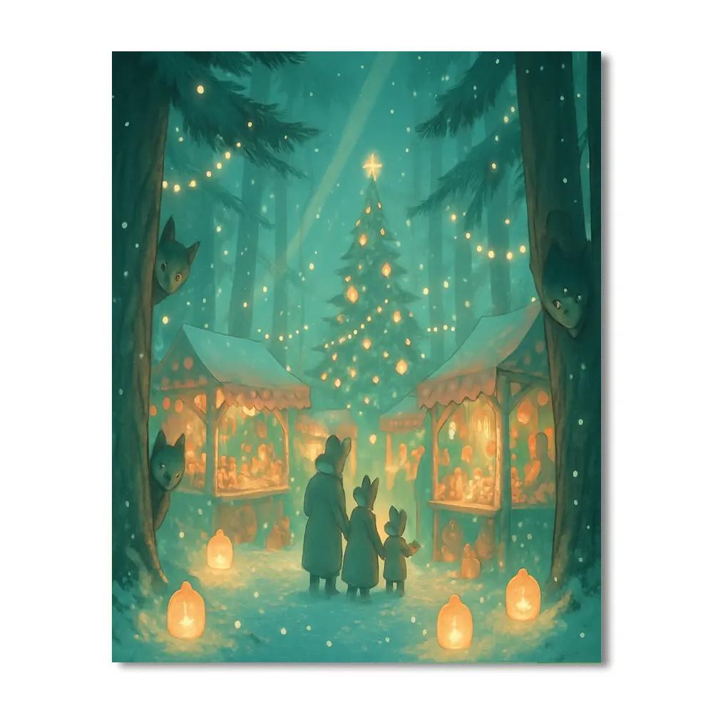 Snow Lanterns At The Forest Fair Painting by numbers kit