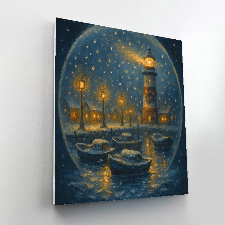 Snow Globe Harbor At Twilight DIY paint by numbers