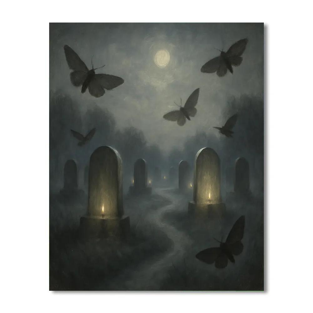 Mothlight Cemetery Walk Number painting