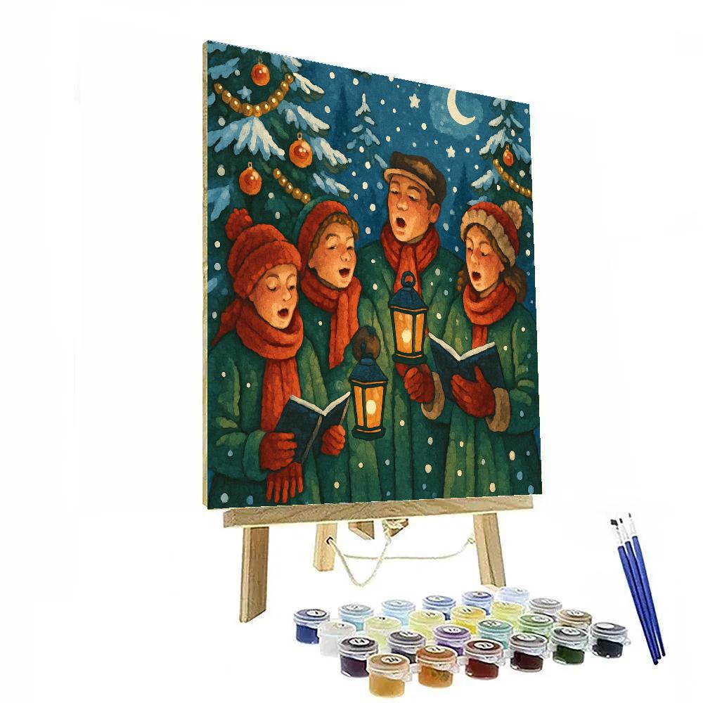 Snowy Evergreen Carol Numbered painting kits