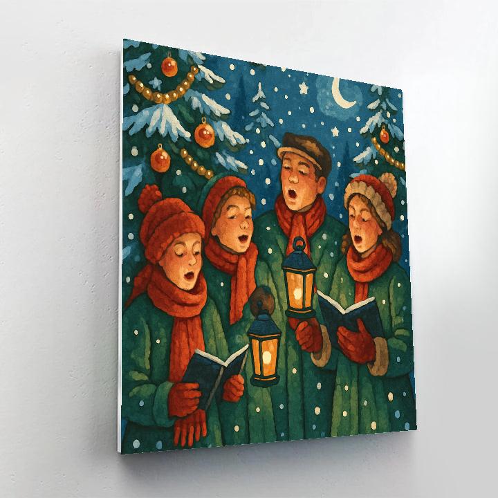 Snowy Evergreen Carol Numbered painting kits