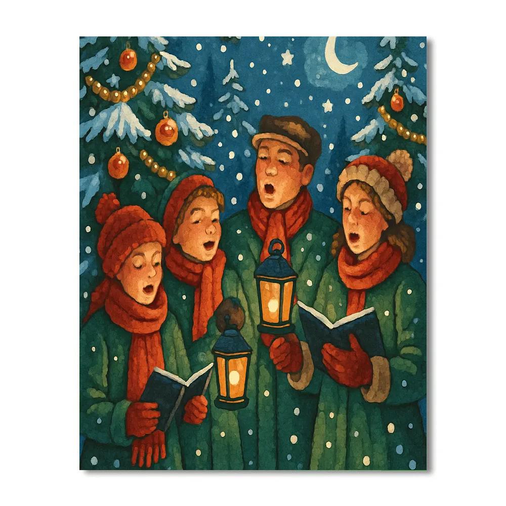 Snowy Evergreen Carol Numbered painting kits