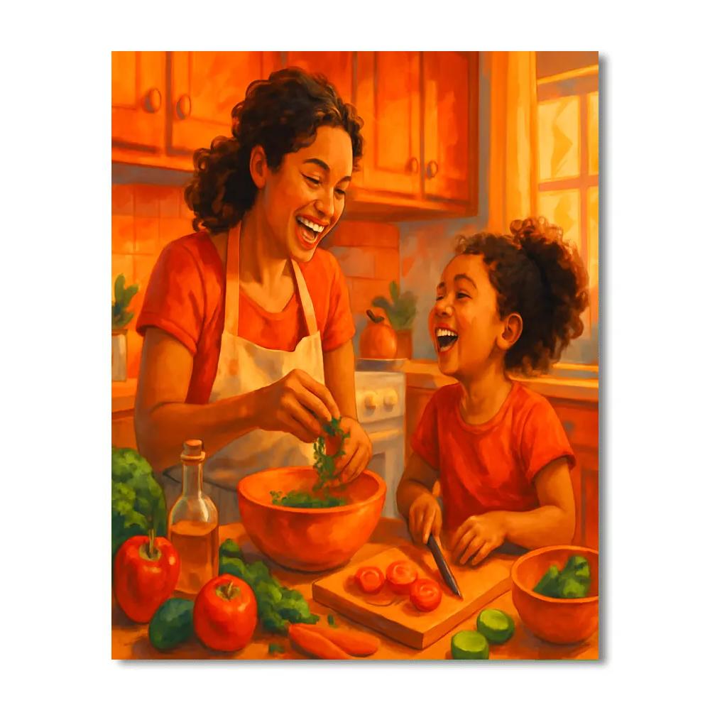 Cooking Together Joyful Kitchen Scene Paint by numbers kits