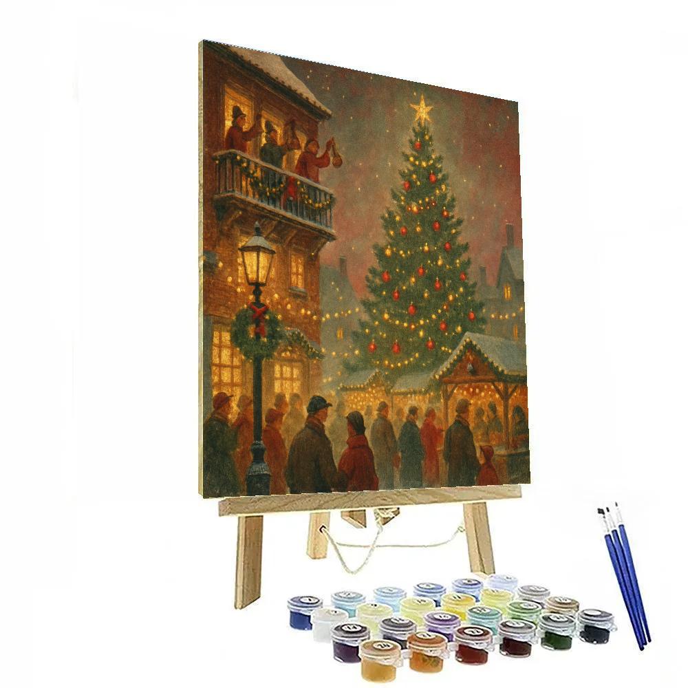 Bells Over Frosty Town Square Paint by numbers kits