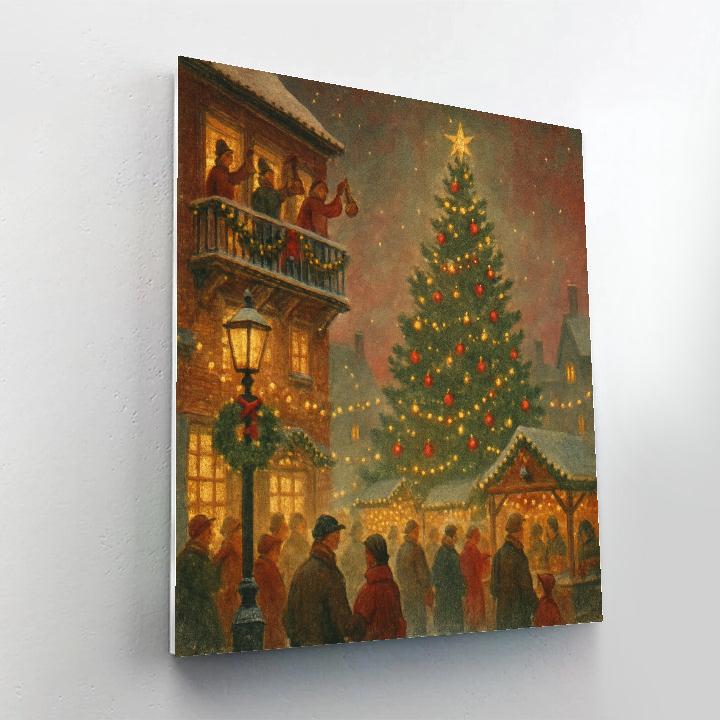 Bells Over Frosty Town Square Paint by numbers kits