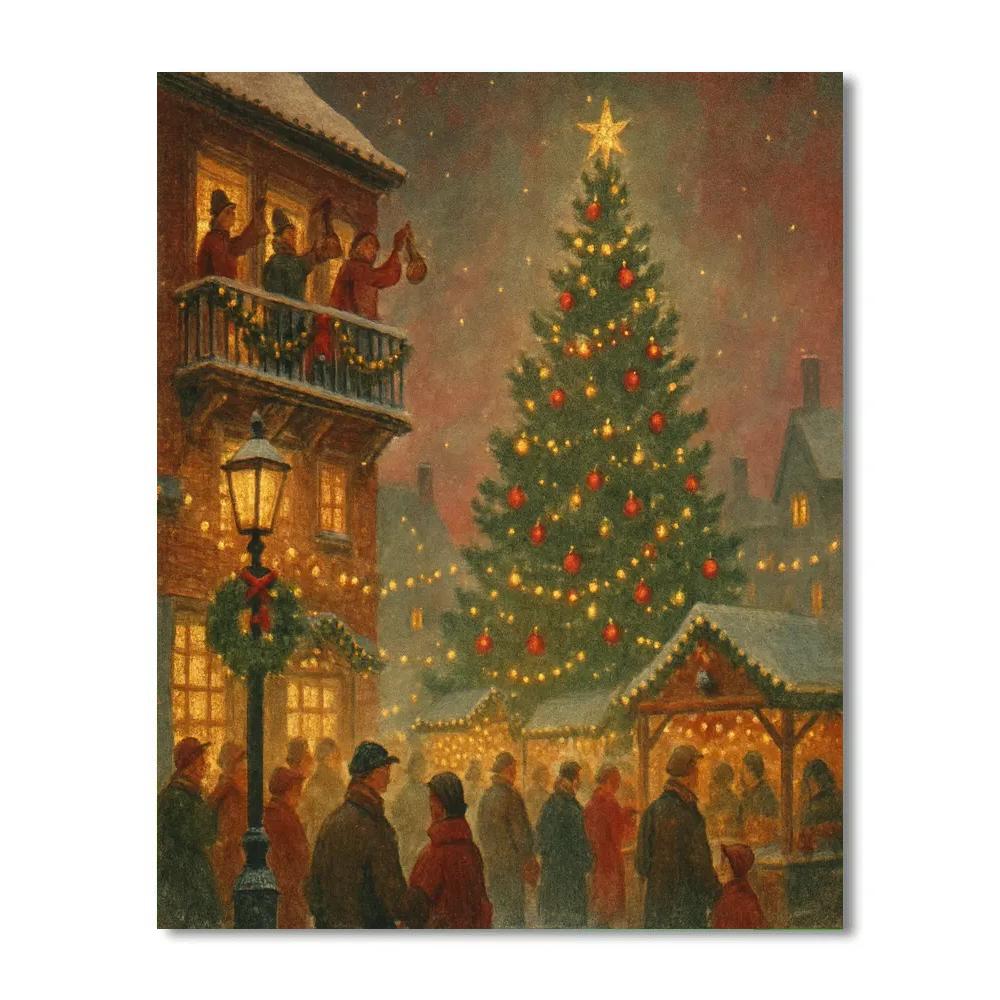 Bells Over Frosty Town Square Paint by numbers kits