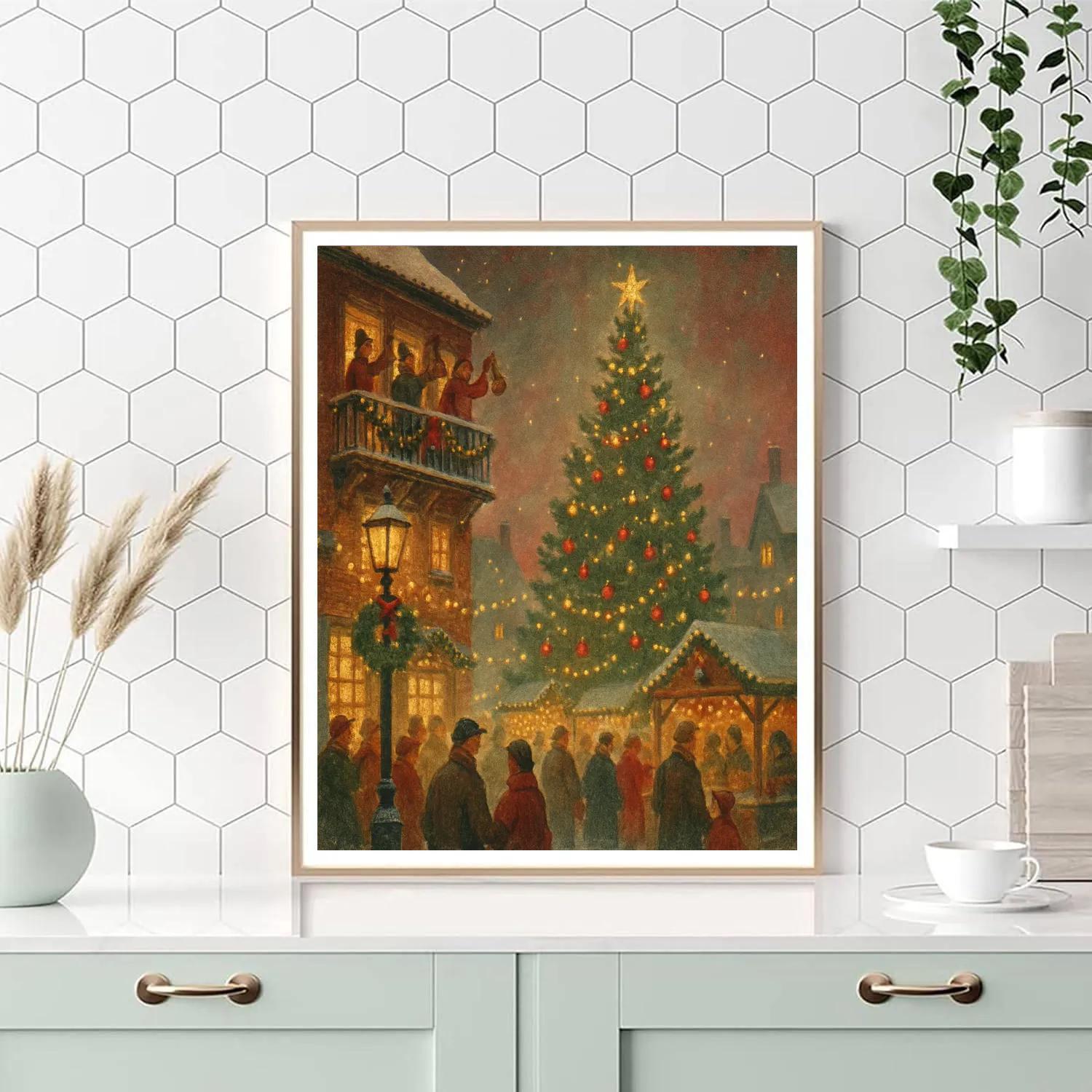 Bells Over Frosty Town Square Paint by numbers kits