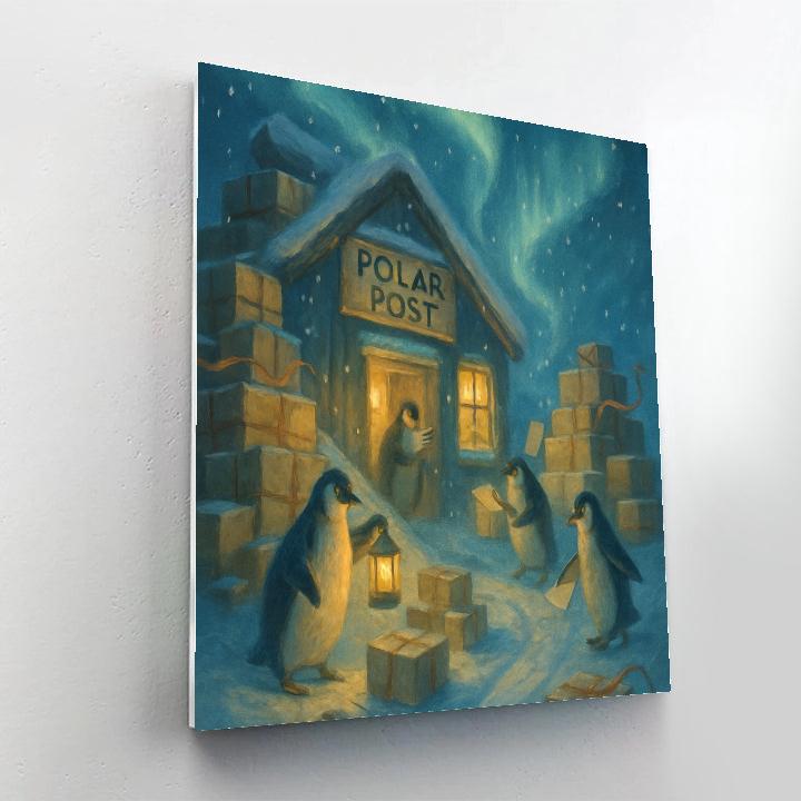 Polar Post Office At Midnight paint by numbers