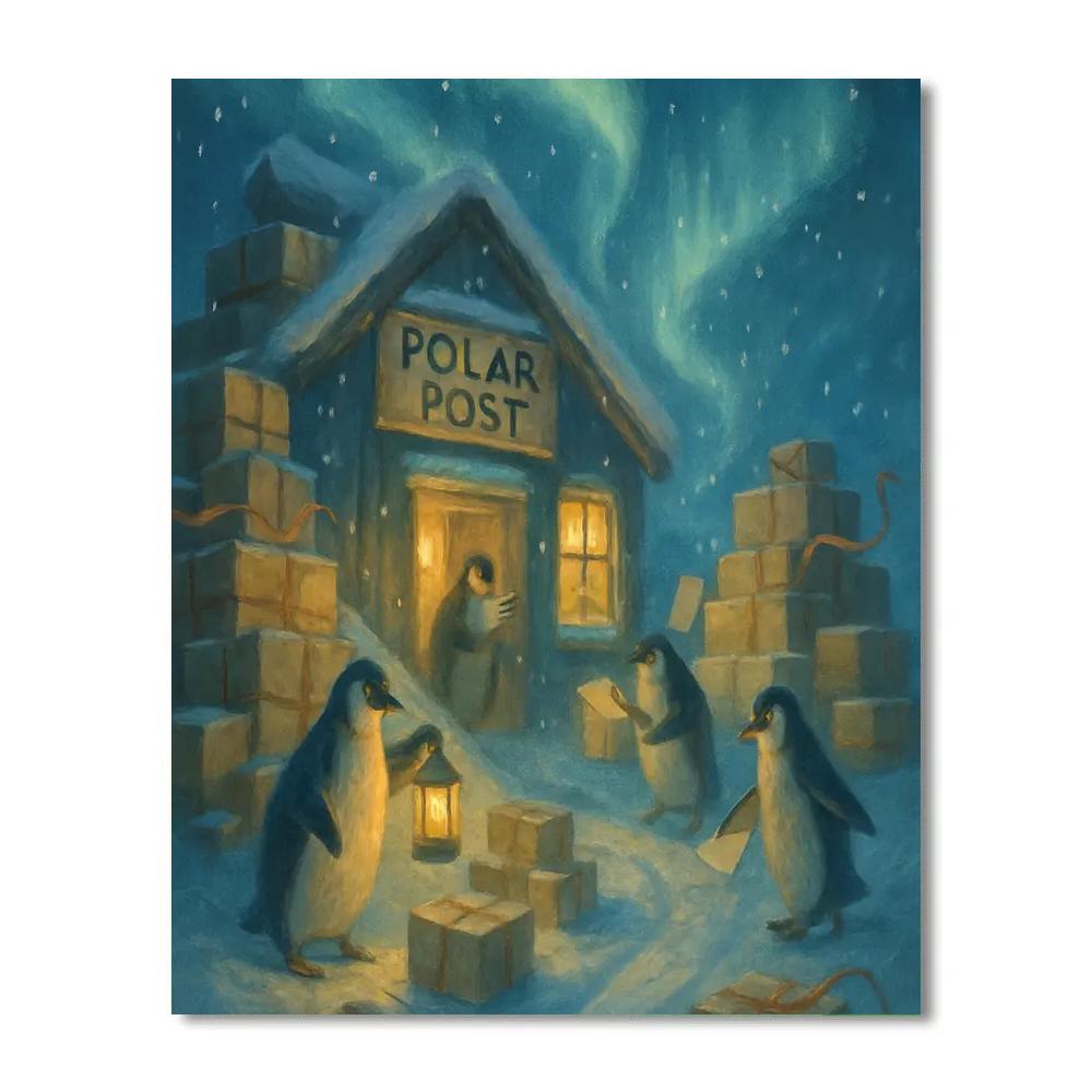 Polar Post Office At Midnight paint by numbers
