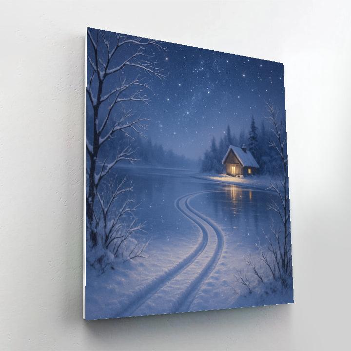 Starlit Sleigh Tracks By The Lake painting number kit