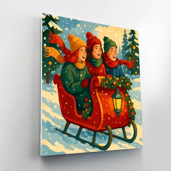 Joyous Sleigh Bell Ride paint by numbers
