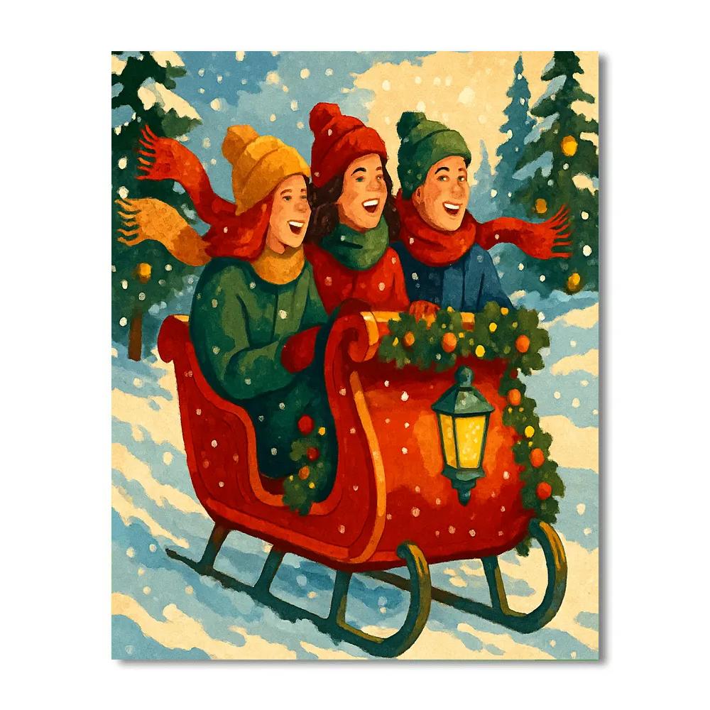 Joyous Sleigh Bell Ride paint by numbers