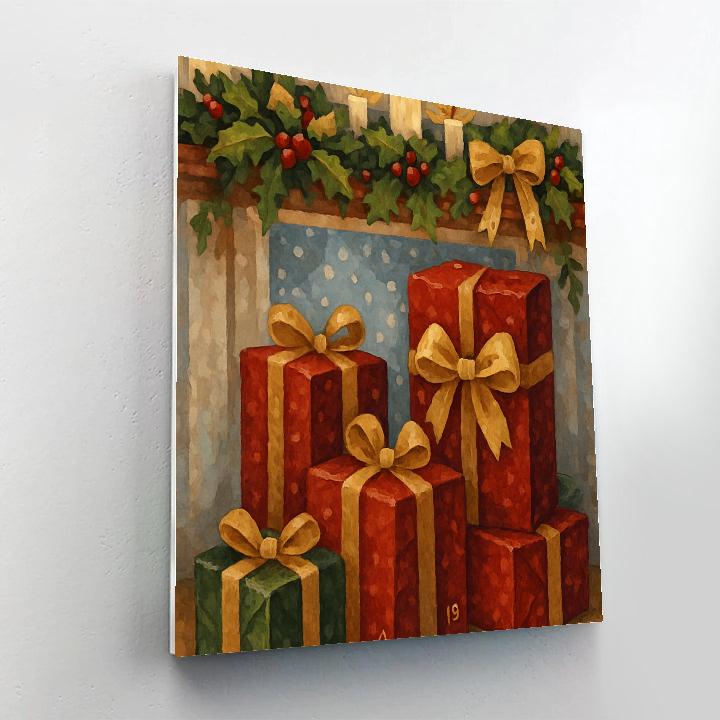 Gifts Beneath The Holly Mantle painting number kit