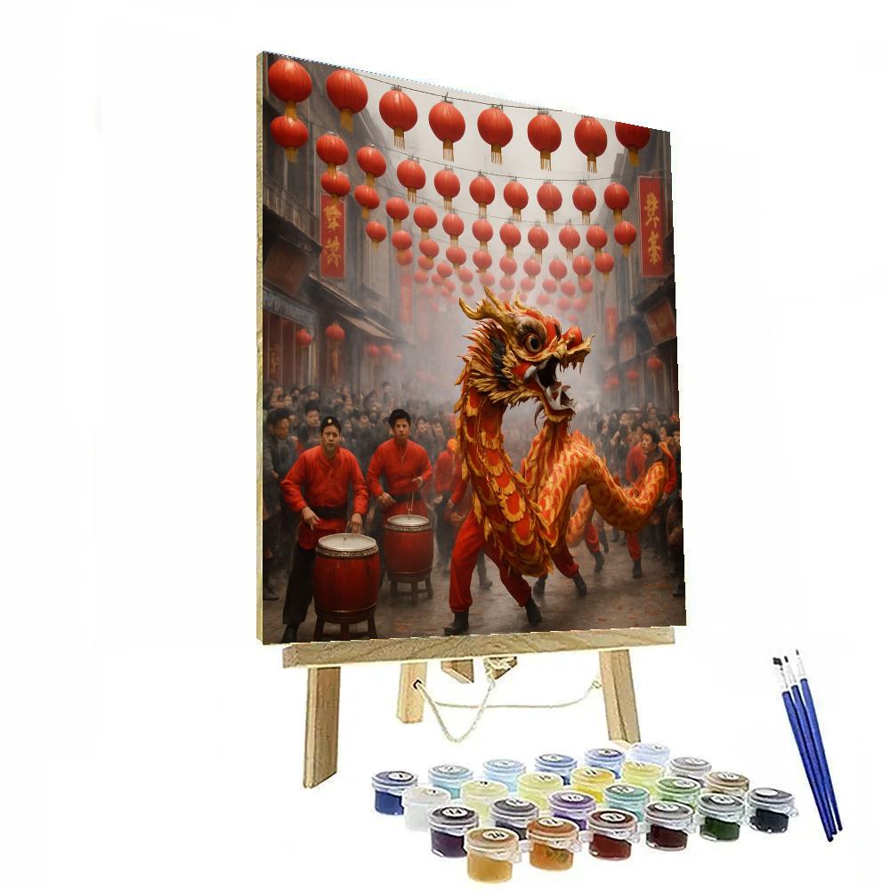 Lunar New Year Dragon Dance Festival paint by color