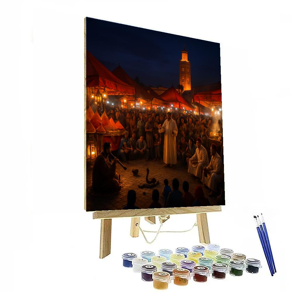 Vivid Marrakech Jemaa El-Fnaa Night Market paint by number