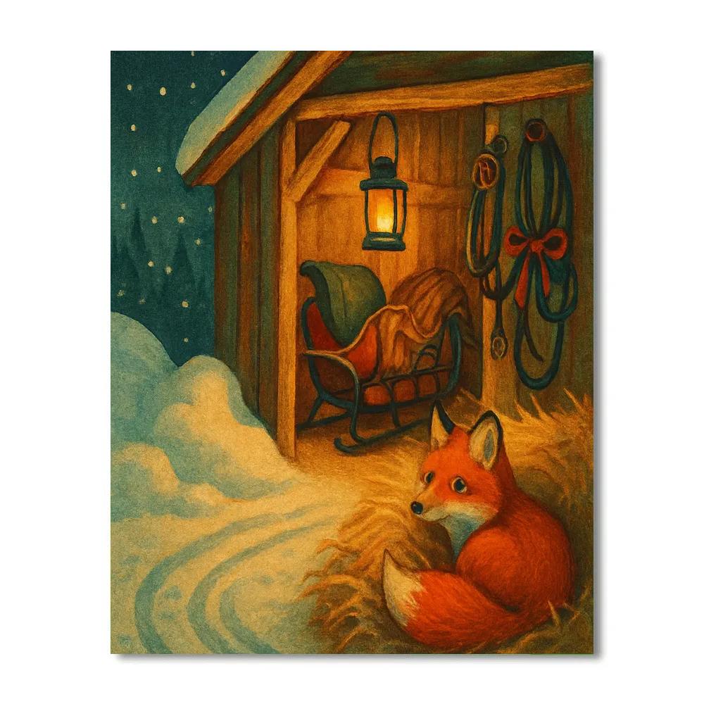 Stowaway Fox At The Sleigh Barn Number painting