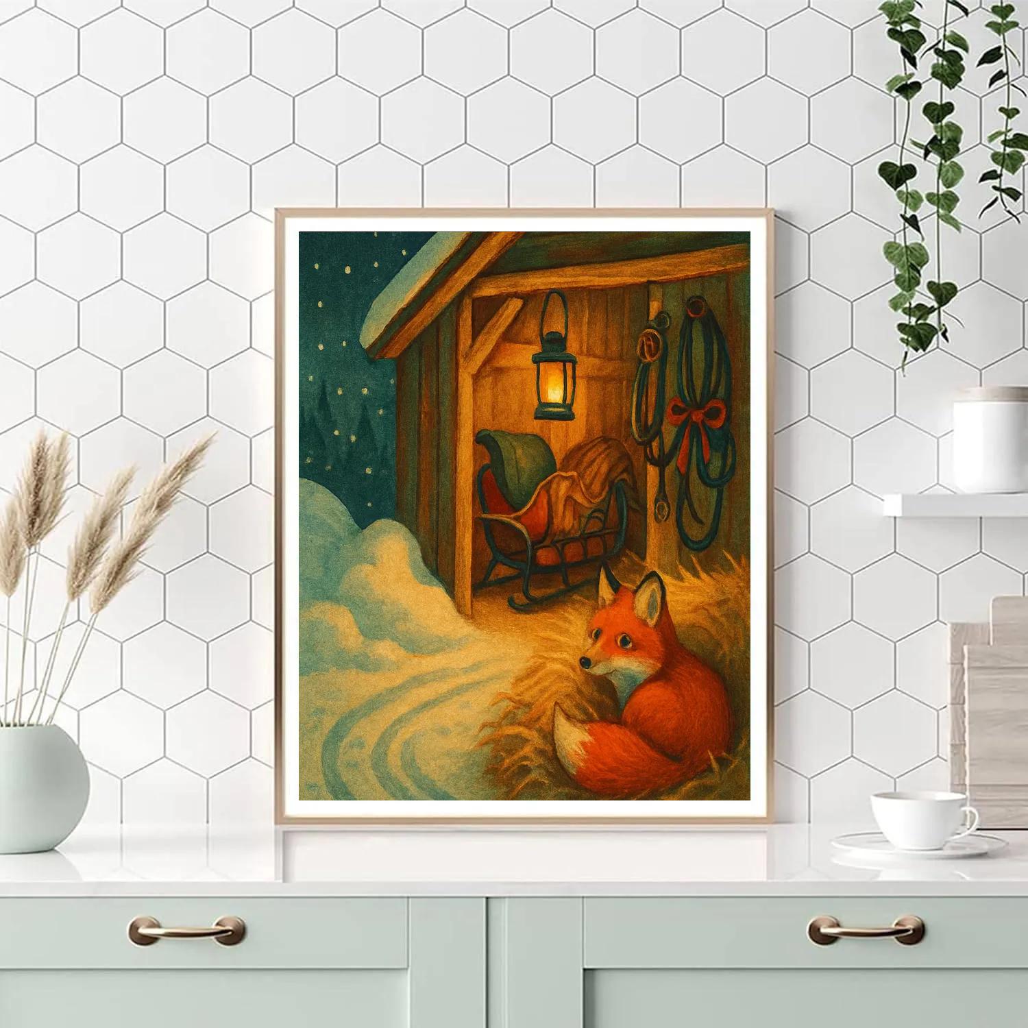 Stowaway Fox At The Sleigh Barn Number painting