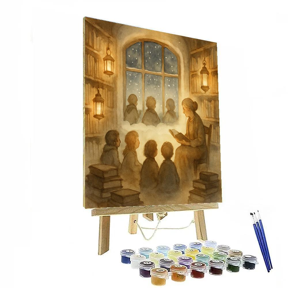 Snowbound Lantern Library Number painting