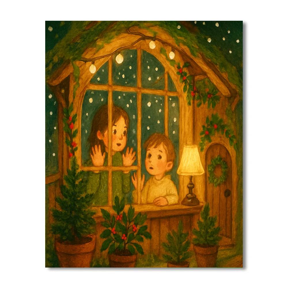 Snowbound Treehouse Conservatory paint by number