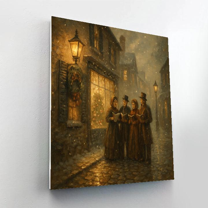 Cobbled Street Carol Lanterns Paint by numbers art
