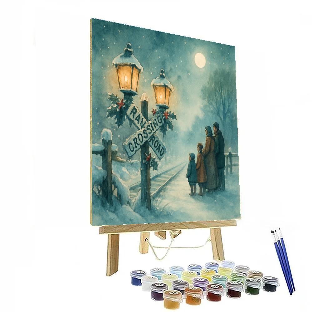 Frosted Lanterns At The Train Crossing Paint by numbers kits