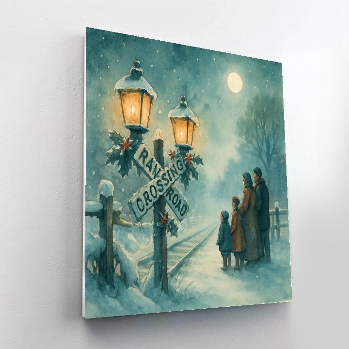 Frosted Lanterns At The Train Crossing Paint by numbers kits