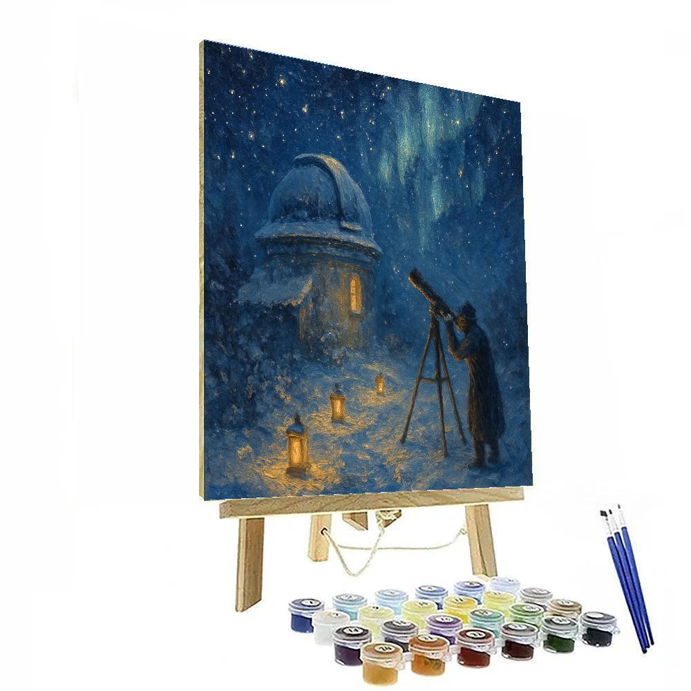 Quiet Snowbound Observatory Number painting