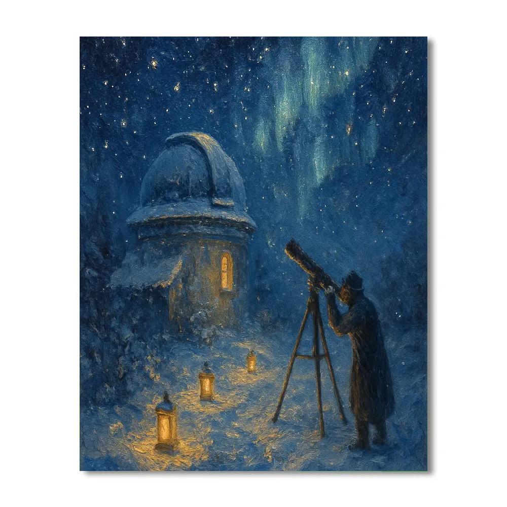 Quiet Snowbound Observatory Number painting