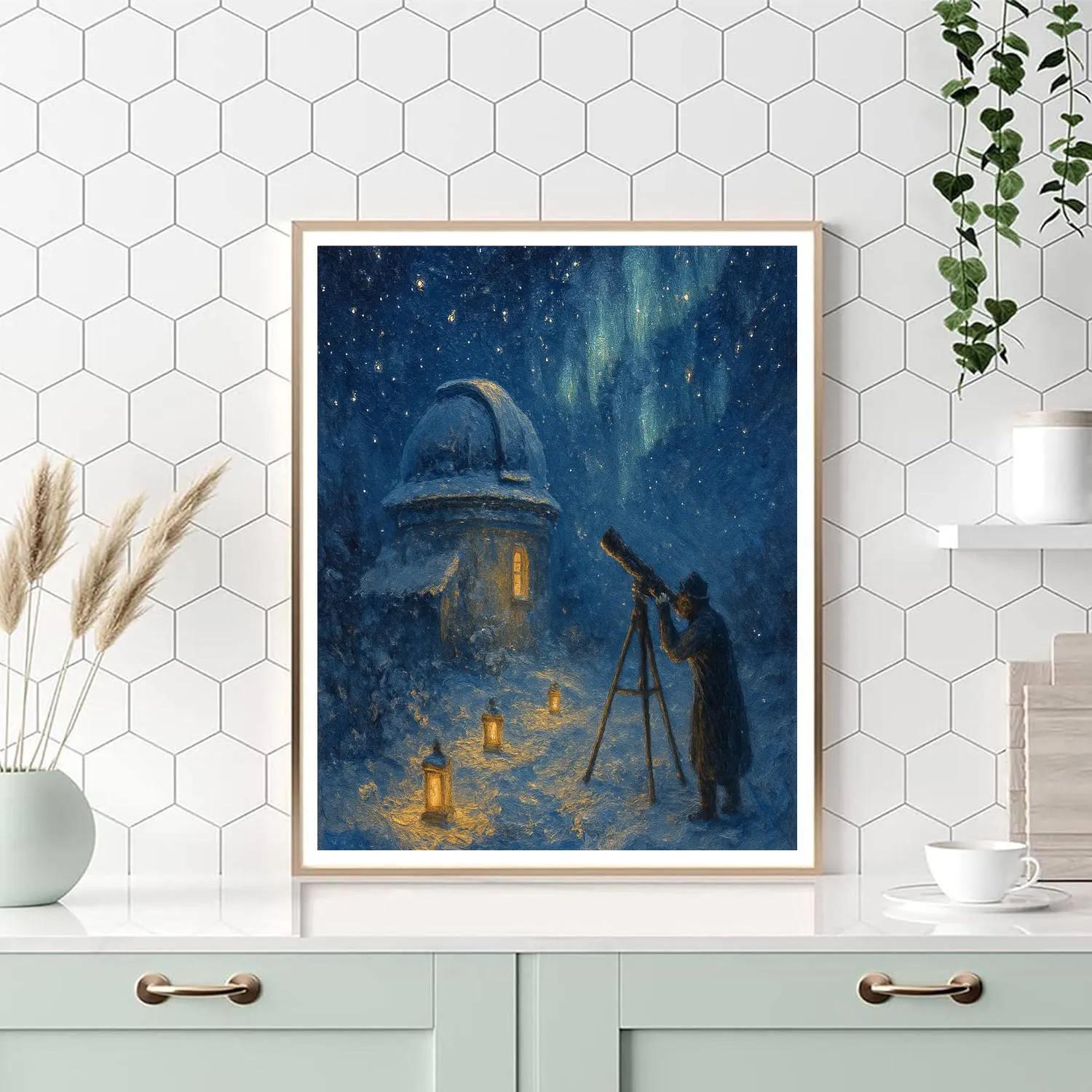 Quiet Snowbound Observatory Number painting