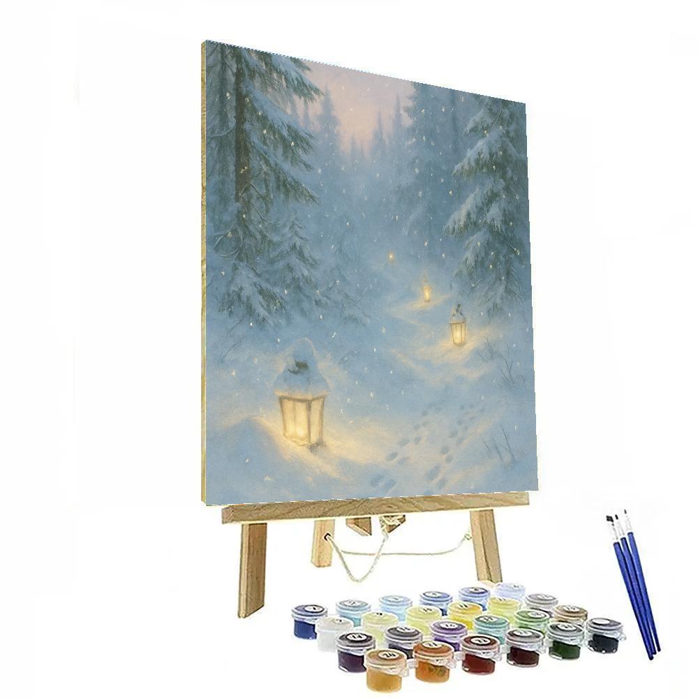 Hidden Lanterns In The Snowdrift Trail paint by color