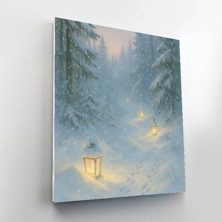 Hidden Lanterns In The Snowdrift Trail paint by color