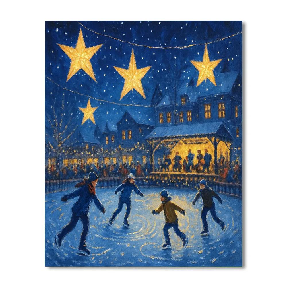 Star Lanterns Above The Ice Rink paint by color