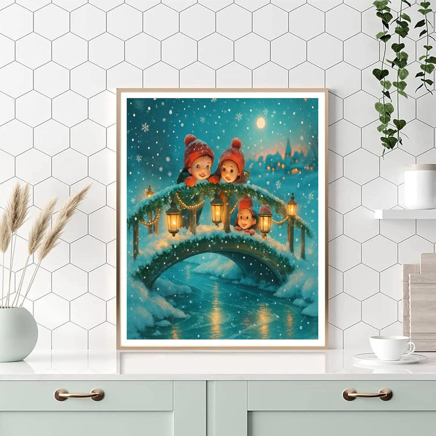 Tinsel Bridge Over Frozen Streams Paint by numbers kits