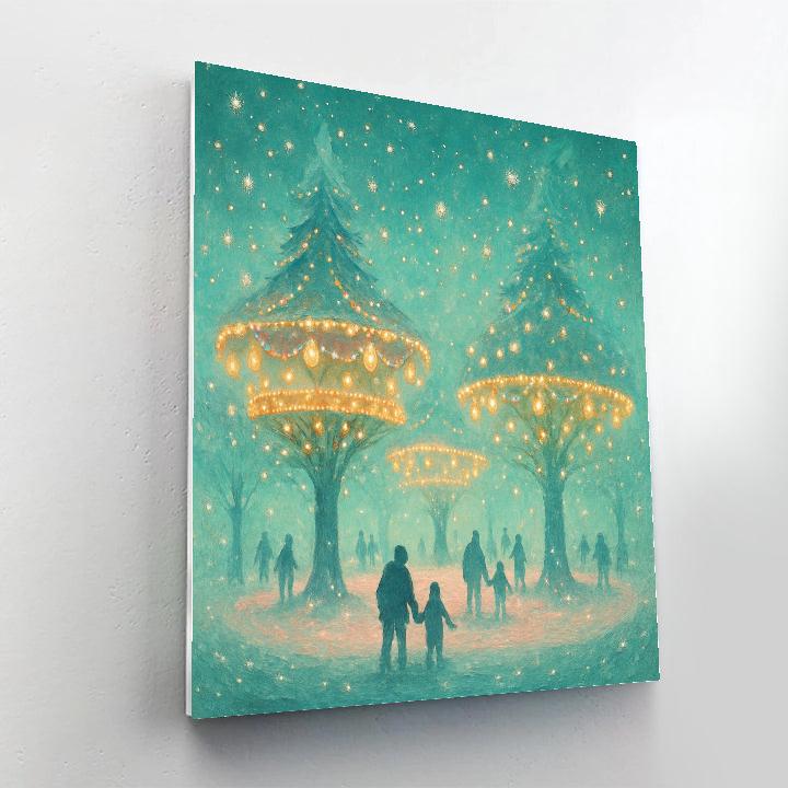 Carousel Of Snowy Lantern Trees painting number kit